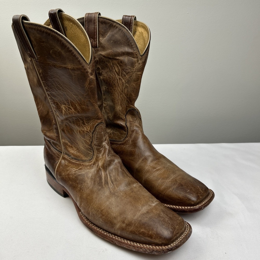 VTGNocona Cowboy Boots Men's Sz 13 D Square Toe Made In USA Exotic Print Leather